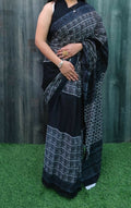 Exclusive Collection Black Beautiful Mulmul Cotton Saree
