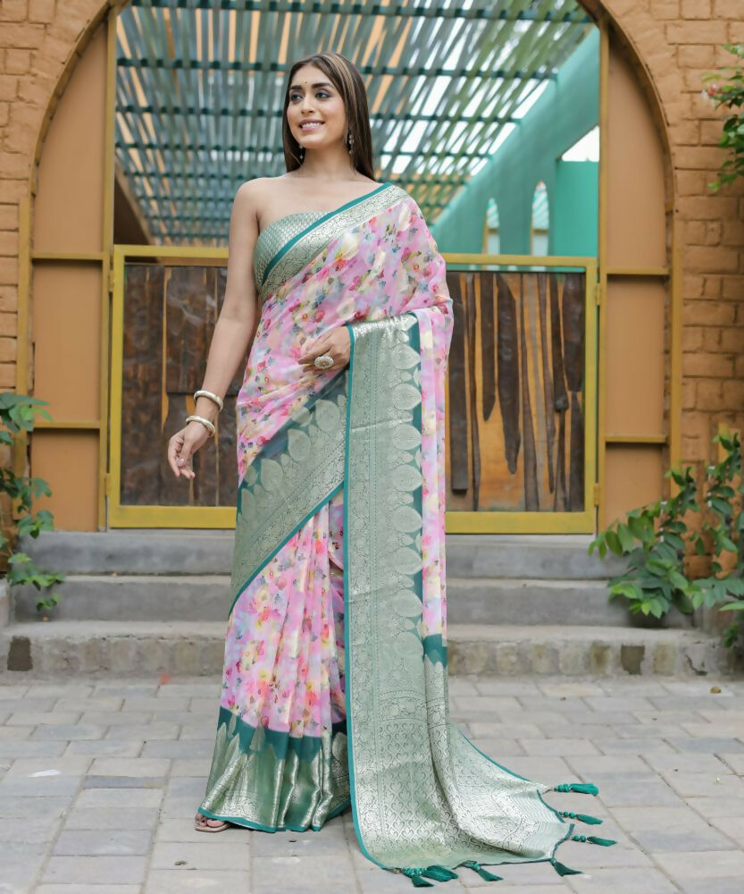 Vamsee Dhruvini Pink Georgette Saree
