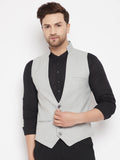 Even Apparels Grey Merino Men Woven Nehru Jacket
