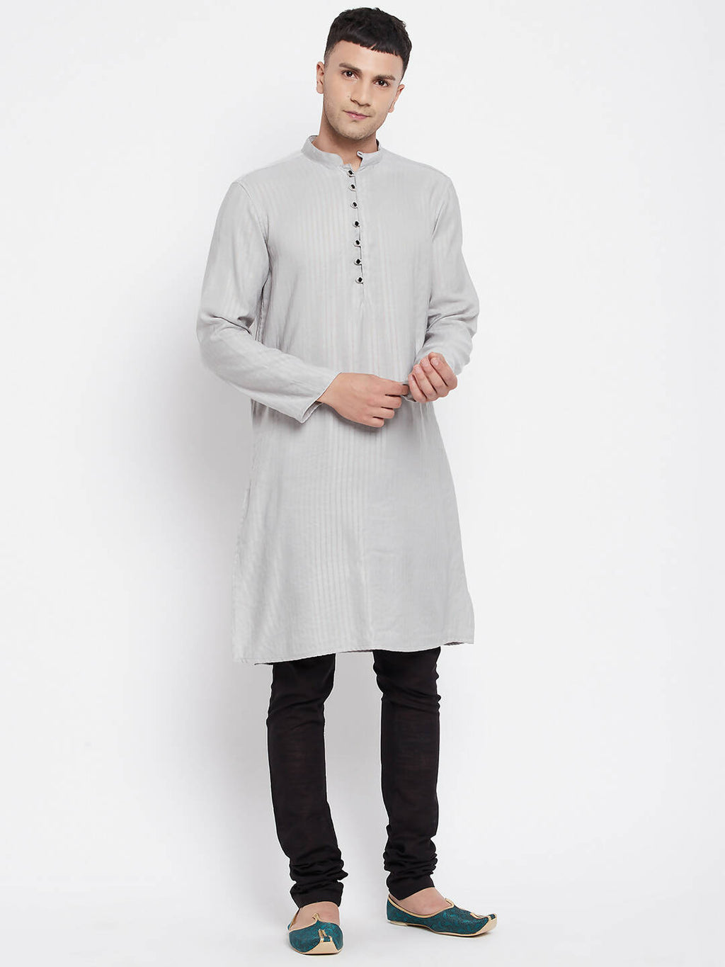Even Apparels Beige Rayon Men's Kurta With Band Collar