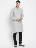 Even Apparels Beige Rayon Men's Kurta With Band Collar