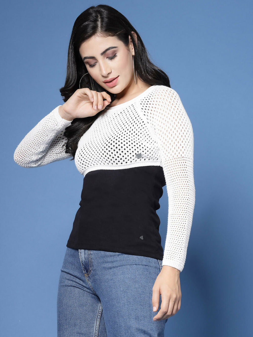 Women Winter White Color Cotton Pullover - Wool Trees