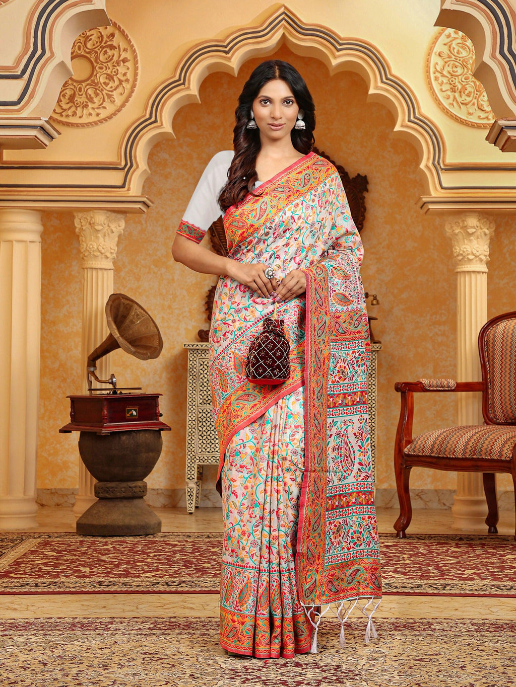 Shree Shyam Fashion Linen Cotton(Woven Work) Multicolour Saree
