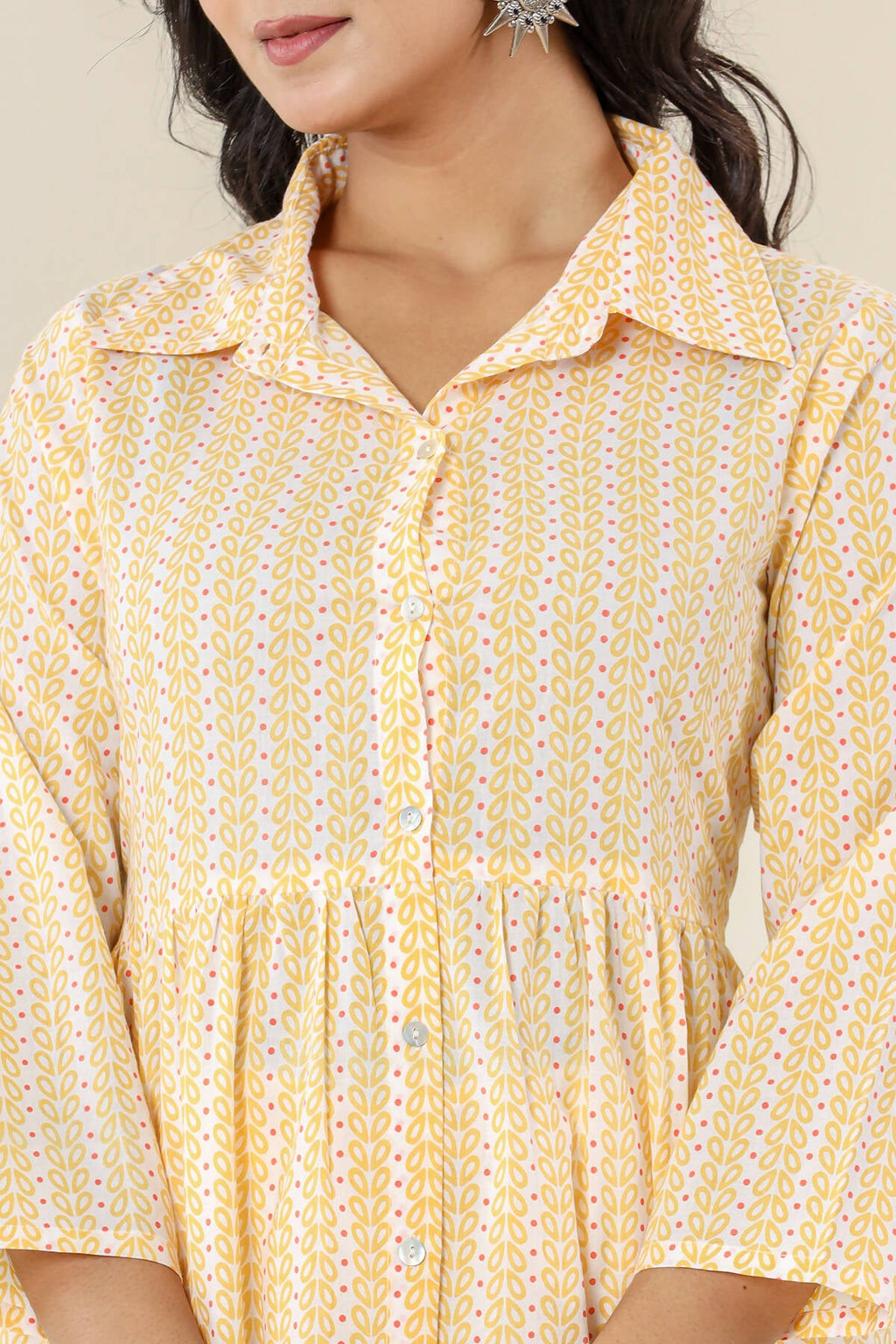 Kaajh Women's Yellow Printed Cotton Co-ord Set