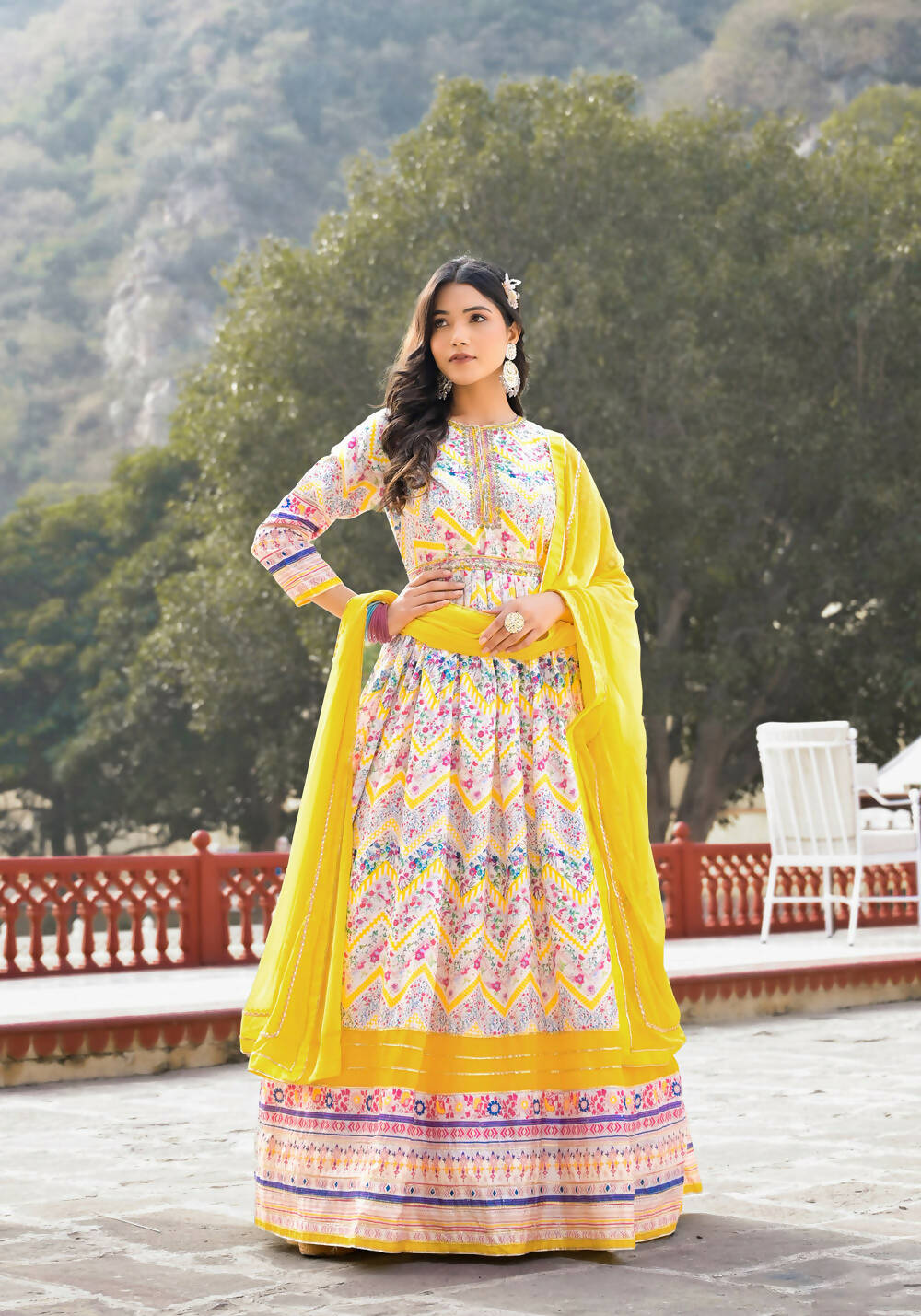 Partywear Designer Offwhite Dola Silk Anarkali Suit With Dupatta - Ananta