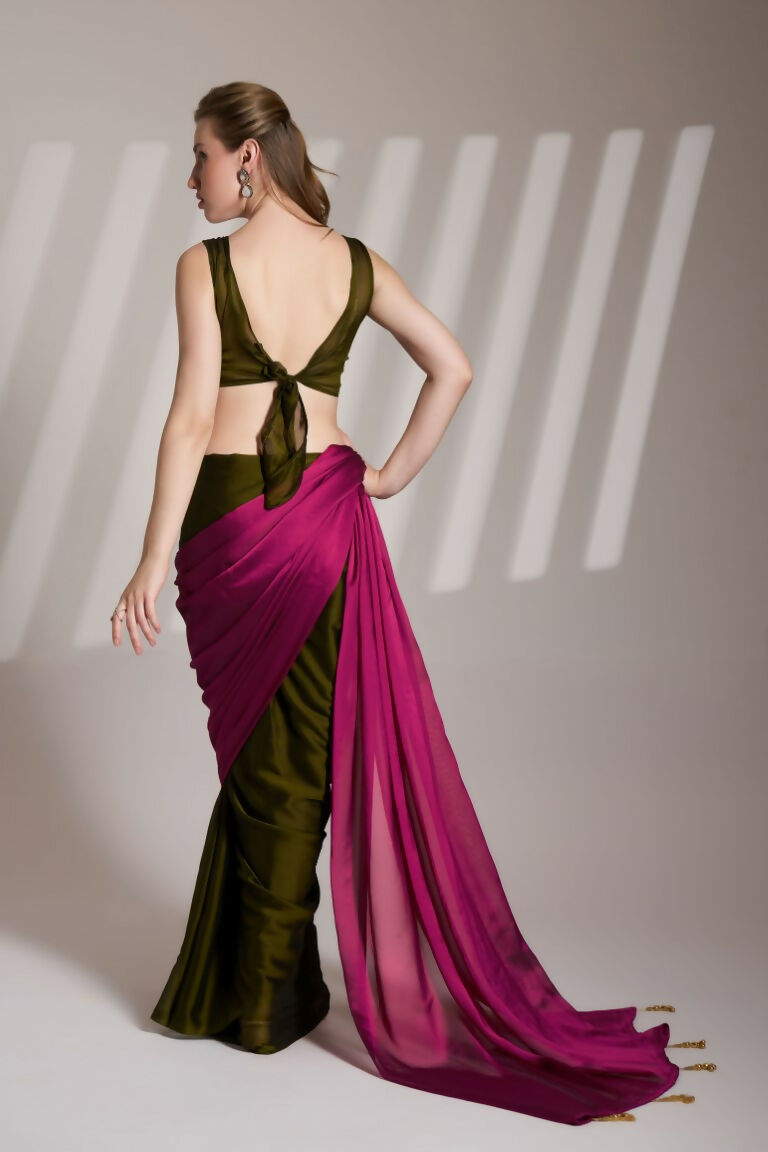 Pink Satin Rangoli Solid Fancy Designer Saree - Nafisa