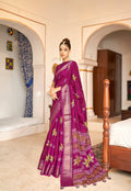 Pink Patta Poly Cotton Floral Printed Saree With Unstitched Blouse Piece - Shades