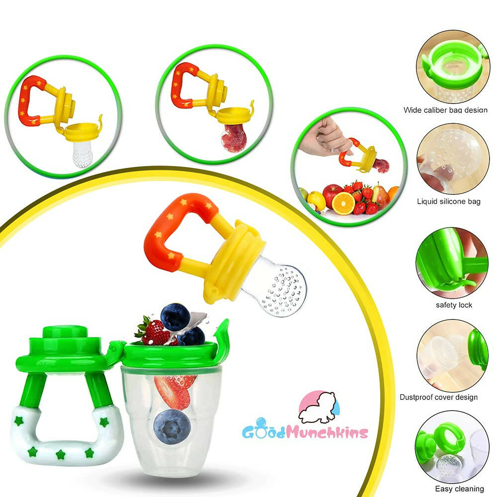 Goodmunchkins Silicone Spoon Food Feeder & Fruit Feeder for Toddlers Food Grade Silicone Bottle 90ml-Yellow
