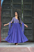 Joban Fashion Blue Readymade Kurta Set With Sequence embroidery Work