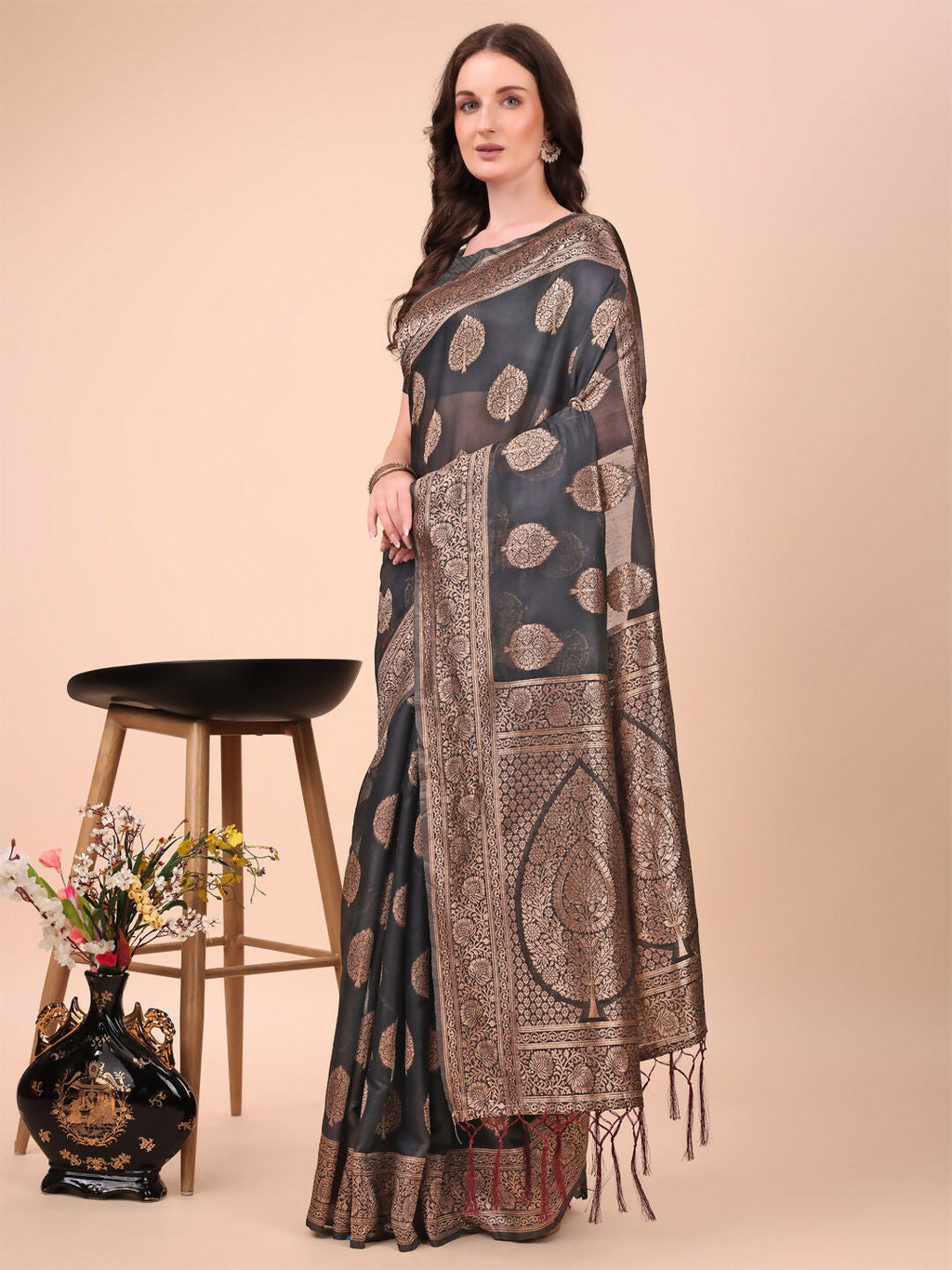 Shree Shyam Fashion Cotton Black Saree