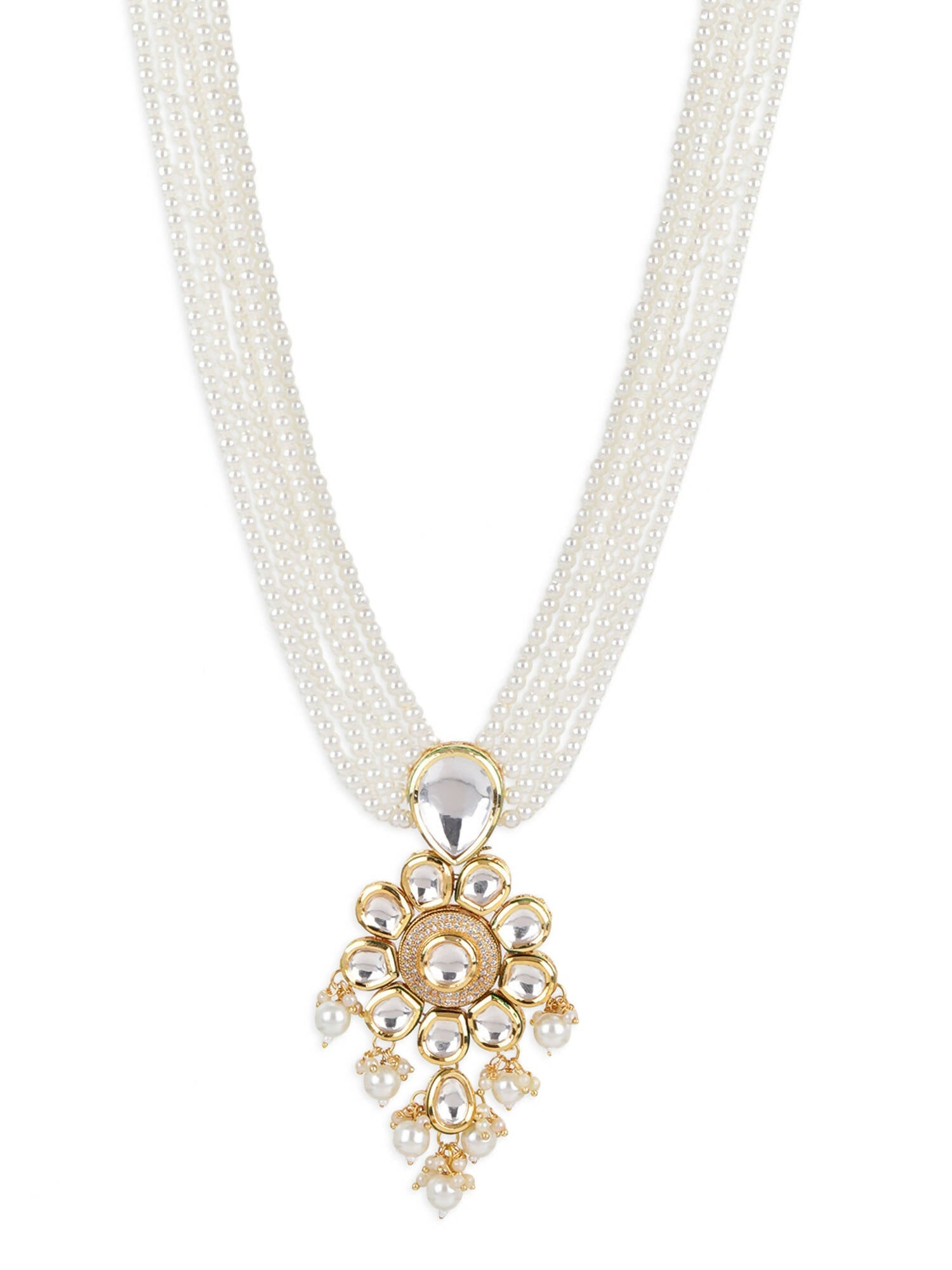 Gold-Toned White Brass Gold-Polished Necklace - Ruby Raang