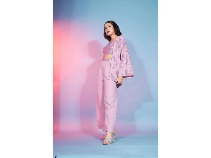Pink Georgette Sequence With Thread Designer Co-Ord Set - Flory