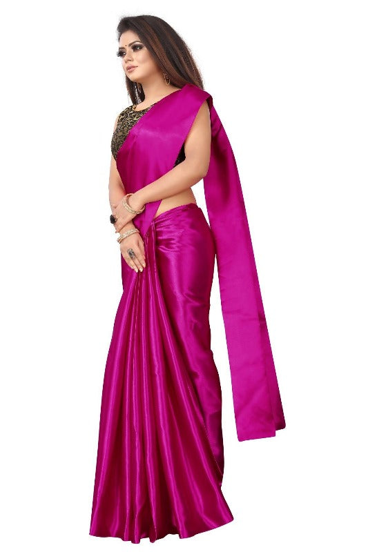 Vamika Pink Satin Designer Saree (PAVITRA RANI)