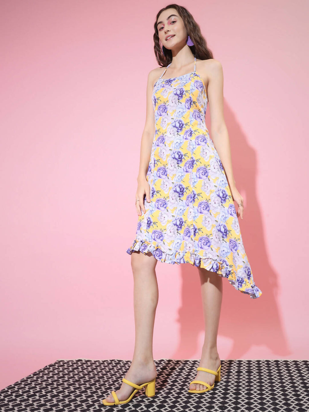Myshka Women's Multi Floral Printed Fit and Flare Dress