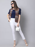 Even Apparels Brown 100% Viscose Rayon Open Front Gillet
