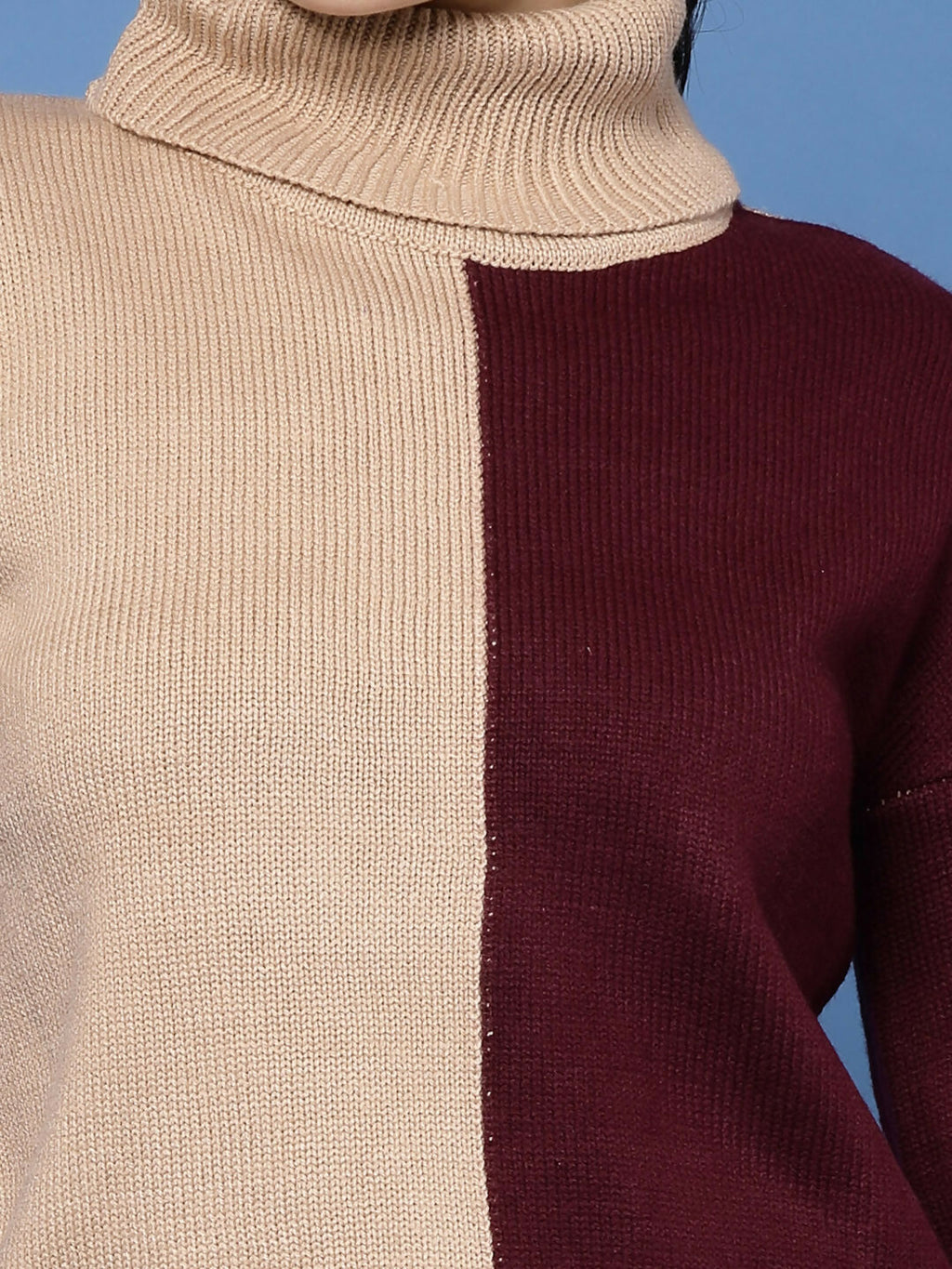 Women Winter Camel Brown Acrylic Sweater - Wool Trees