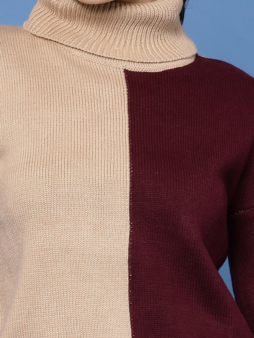 Women Winter Camel Brown Acrylic Sweater - Wool Trees