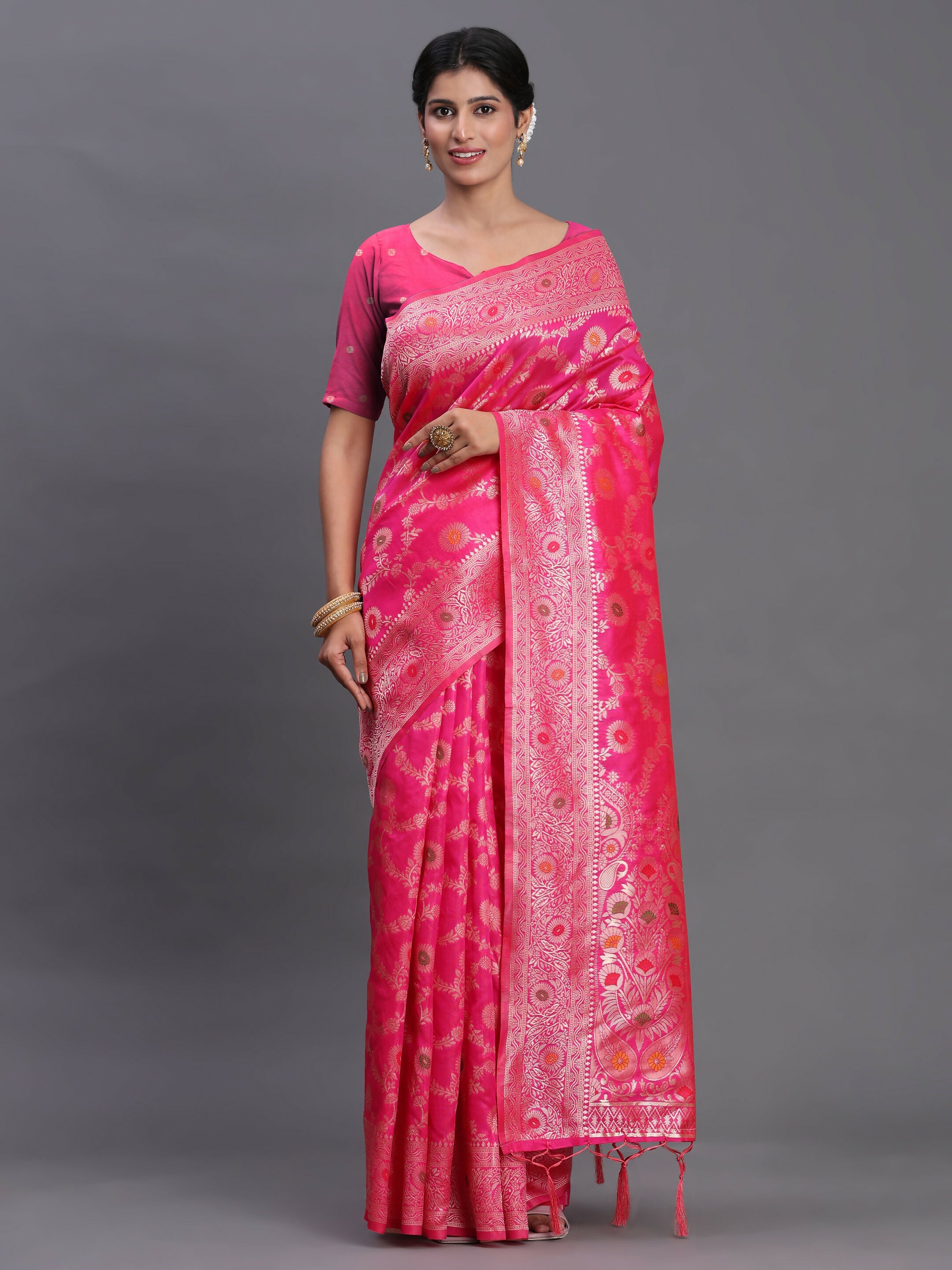 Shree Shyam Fashion Banarasi Silk Pink Saree