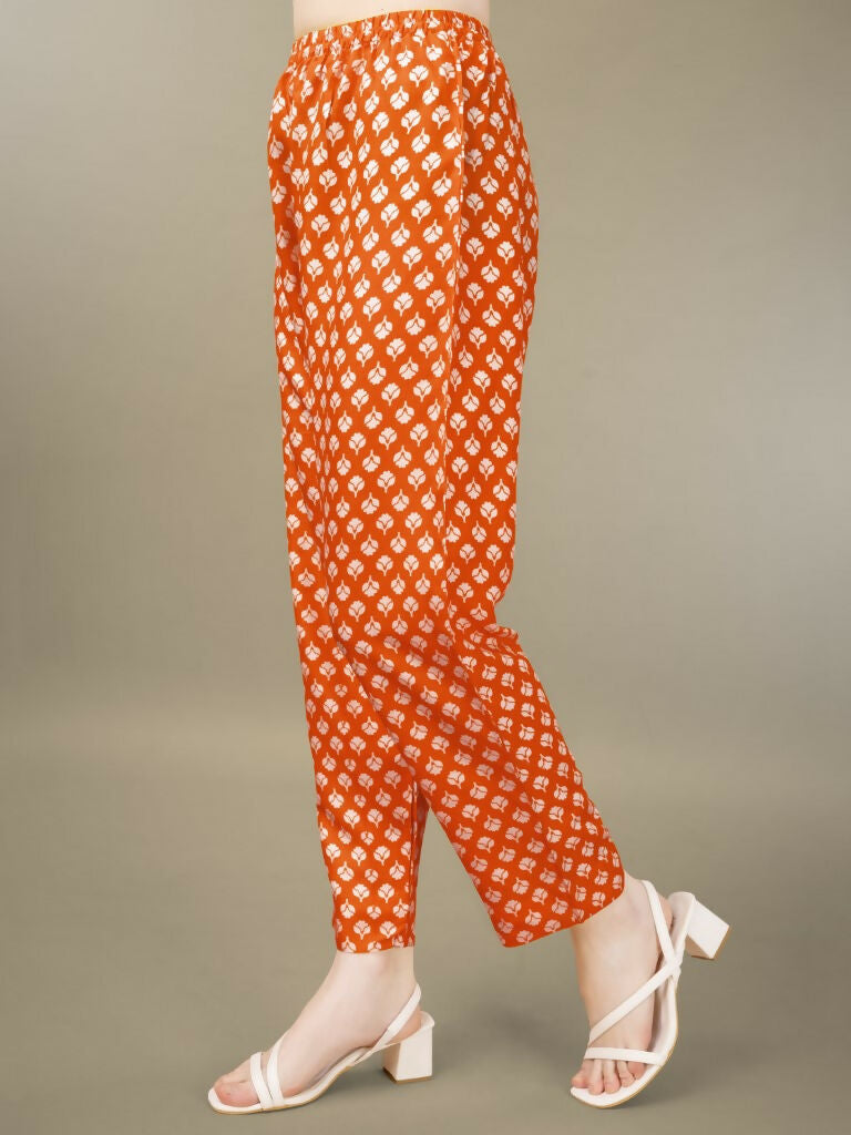 Jyoti Fashion Women's Orange Rayon Embroidery & Sequence work Kurta with Trouser & Dupatta