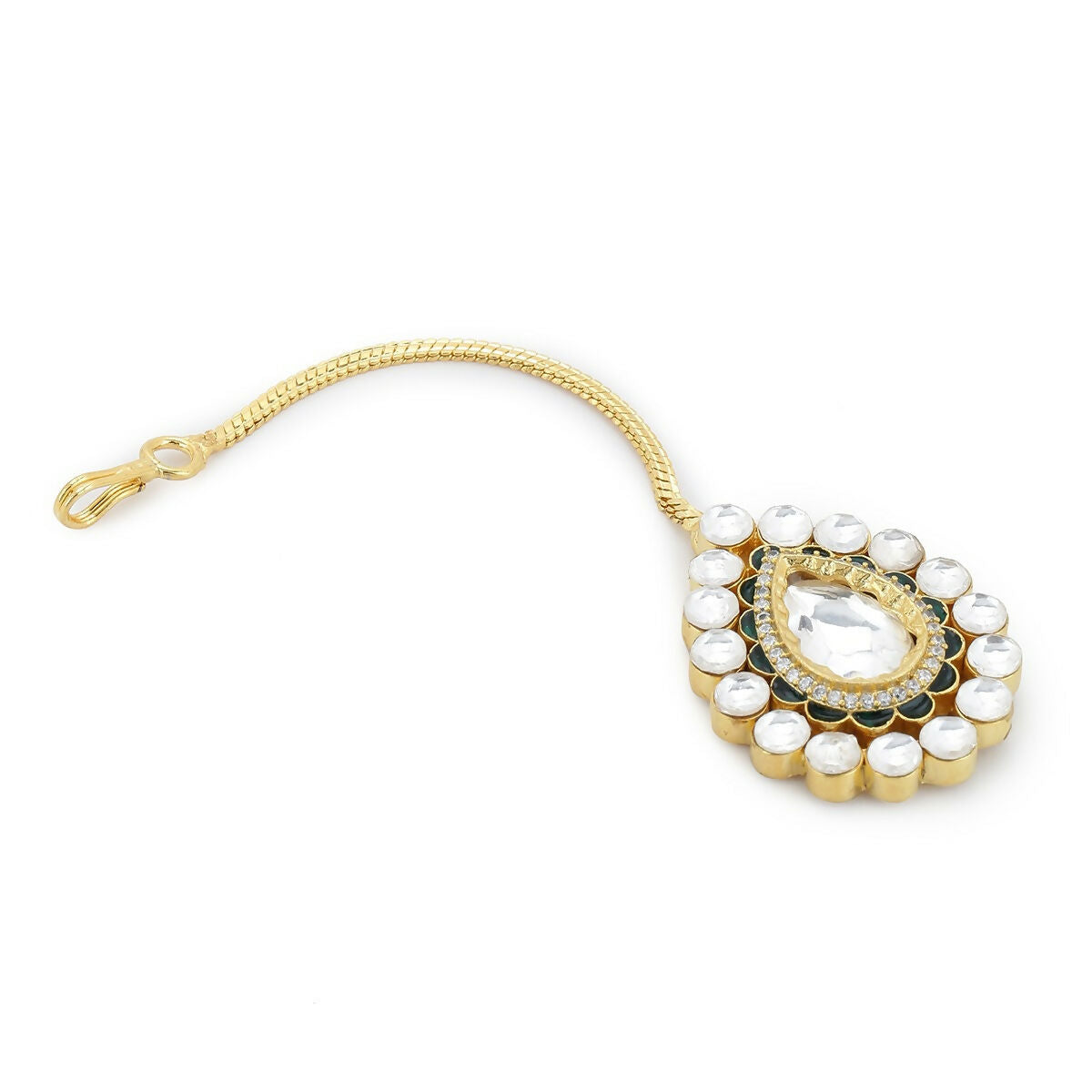 Tear Drop Kundan Maang Tikka- Ruby Raang