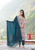 Designer Stylish Multi Slim Georgette Stitched Suit With Dupatta - Kiyara