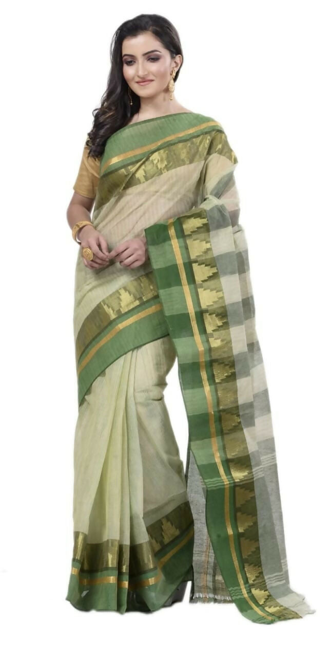Exclusive Collection Off White 100% Pure Cotton Tant Saree