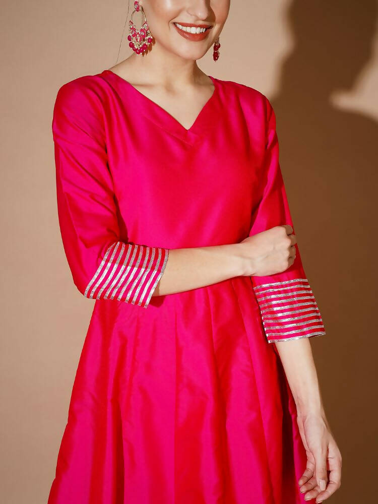 Myshka Women Pink Solid Kurta & With Dupatta