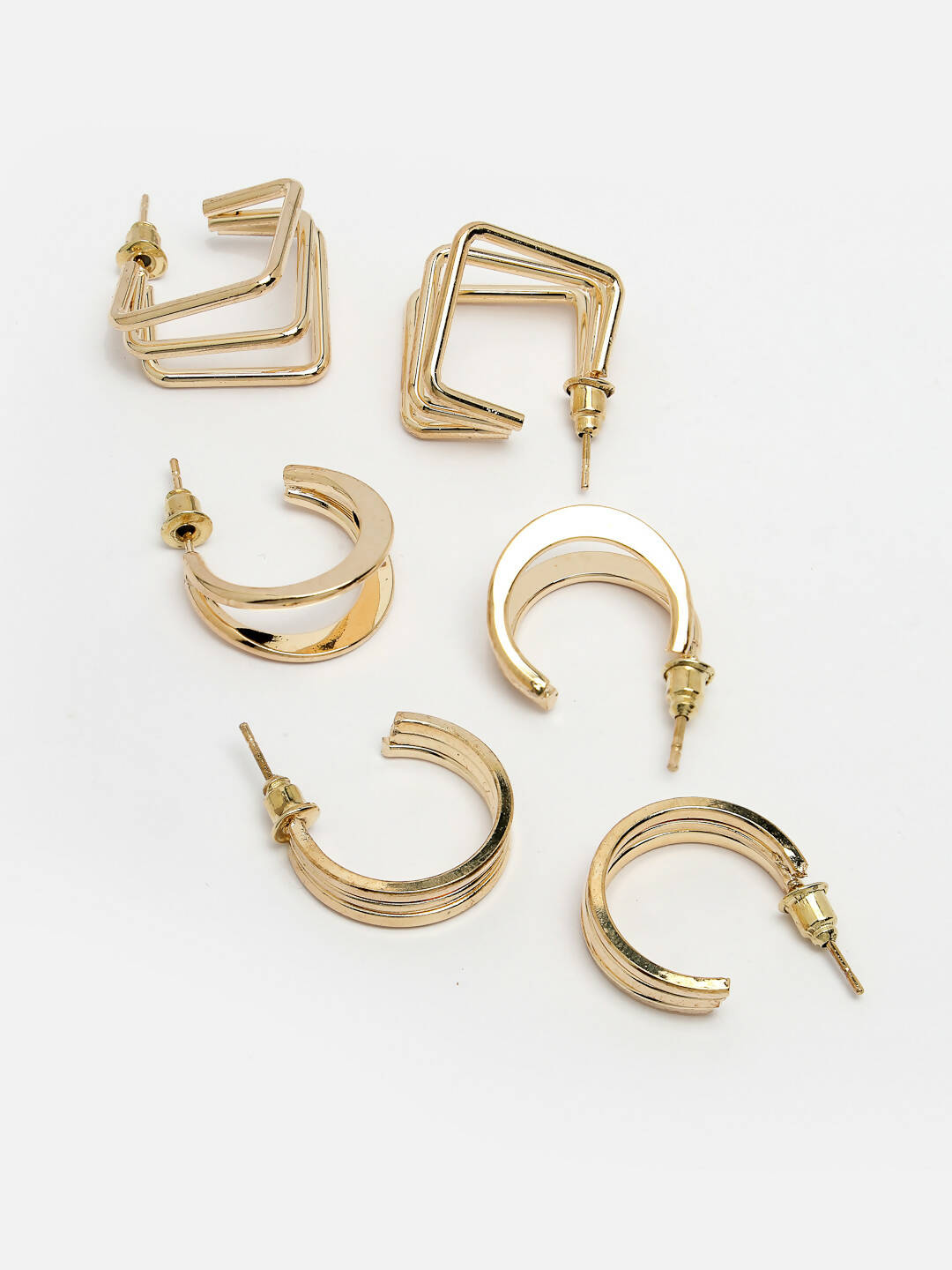 NVR Women Gold-Toned Circular Hoop Earrings