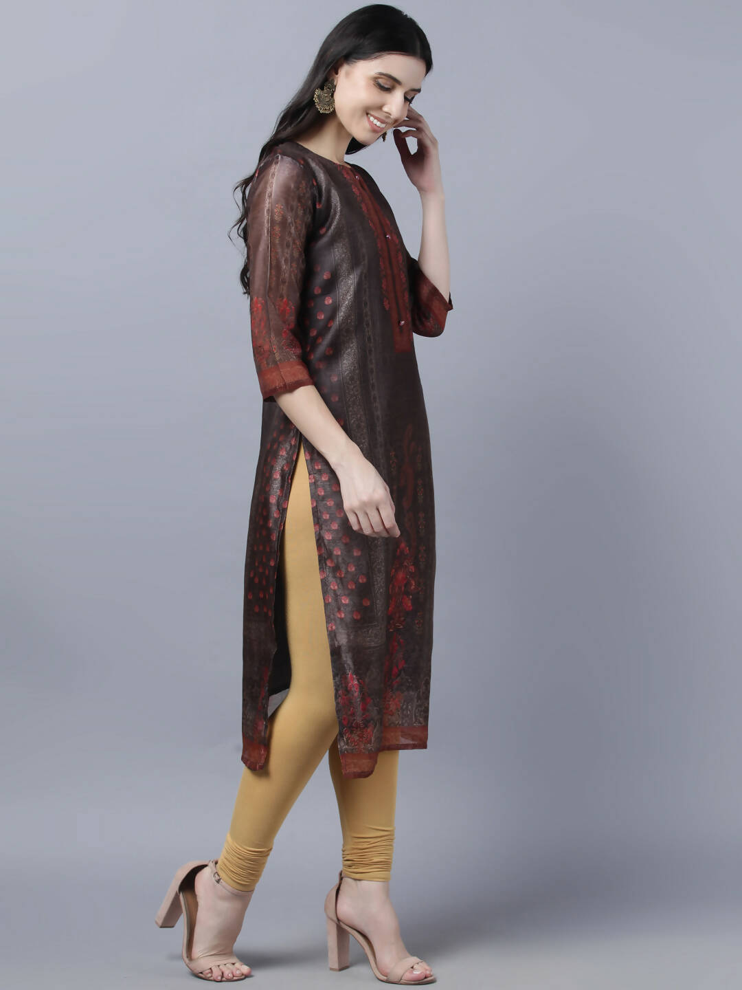 Myshka Women Multicoloured Ethnic Motifs Chanderi Silk Kurta