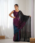 Black Georgette Designer Sequence Embroidery Work Saree - Radhe