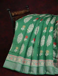 Green Colored Motif Prints Semi Chanderi Saree By Gayathri Reddy Designer Studio