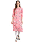 Vamika Pink French Crepe Printed Party Wear/Casual Wear Kurti