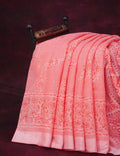 Peach Coloured Block Print Semi Chanderi Saree By Gayathri Reddy Designer Studio