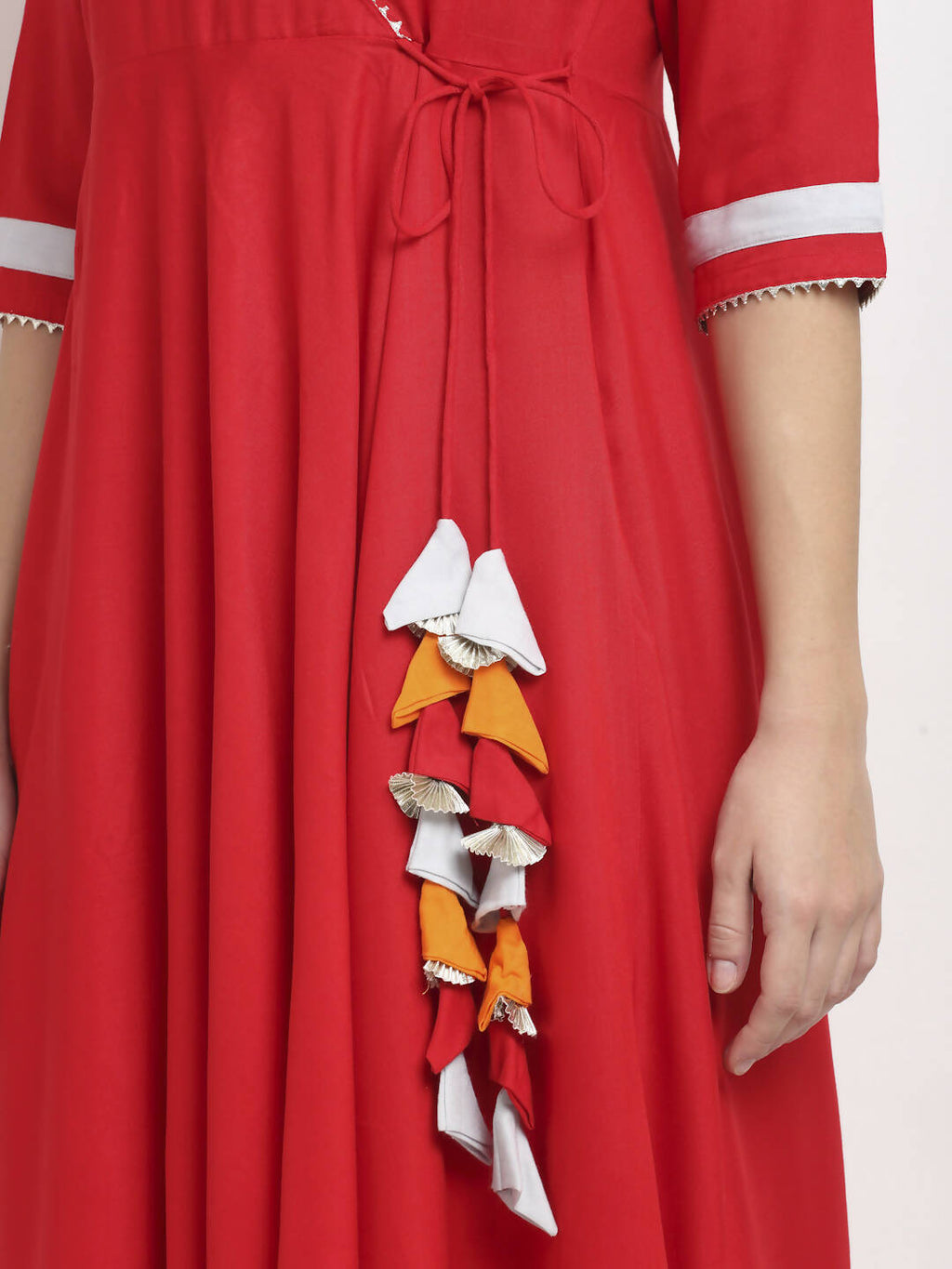 Rudra Bazaar Angrakha Red Kurti Set With Dupatta