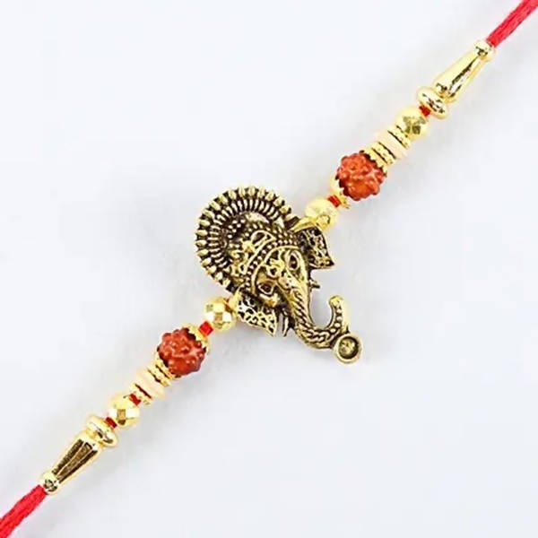 Lord Ganesha Rudraksha Rakhi & Almonds