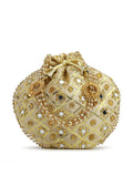 Joban Fashion Embroidered Potli Clutch - Crème