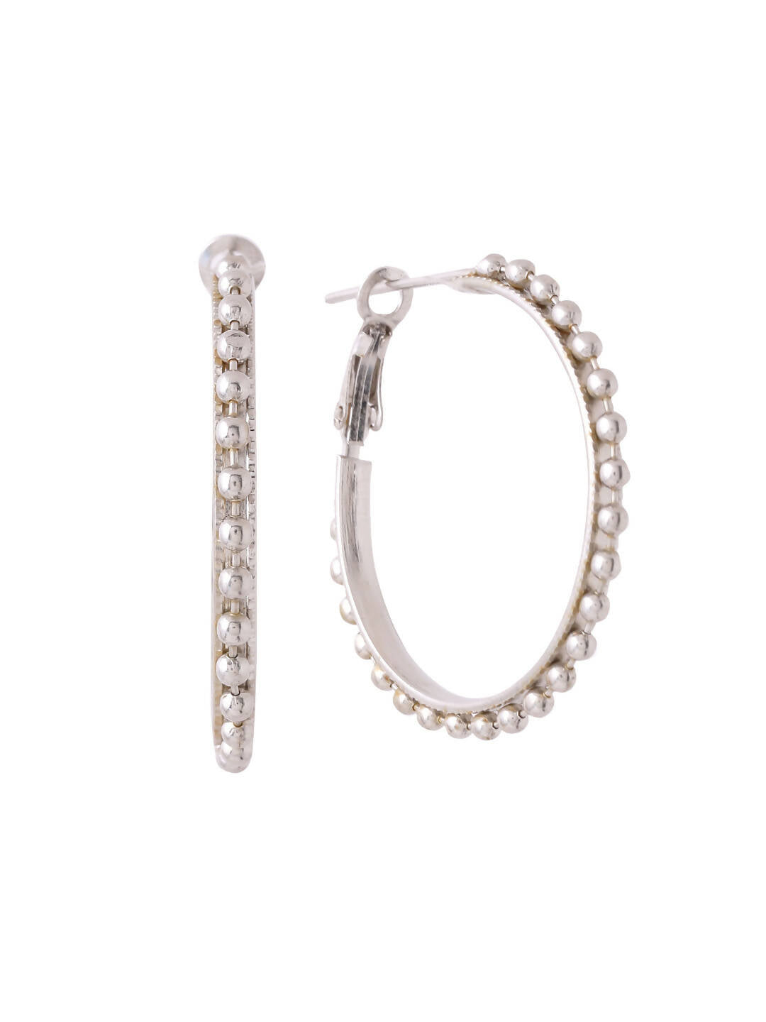 NVR Women Silver Toned Beaded Circular Earrings