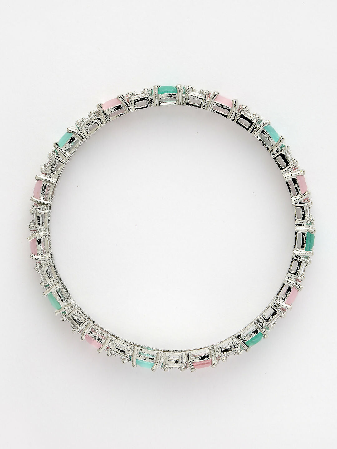 NVR Women's Set of 2 Multi-Coloured CZ Stone-Studded Handcrafted Bangles