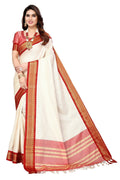 Vamika Weaving White Cotton Silk Saree