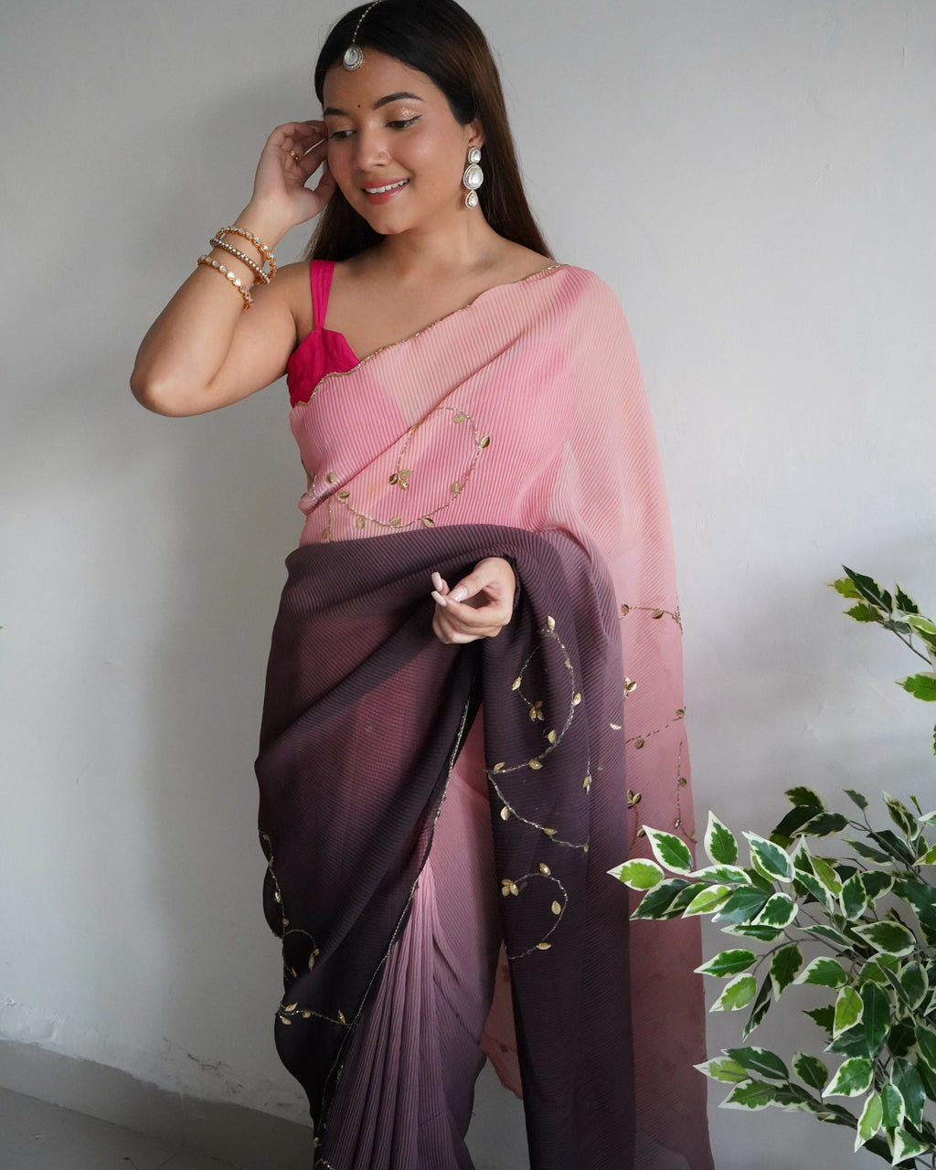 Vamsee Antara Brown Georgette Saree