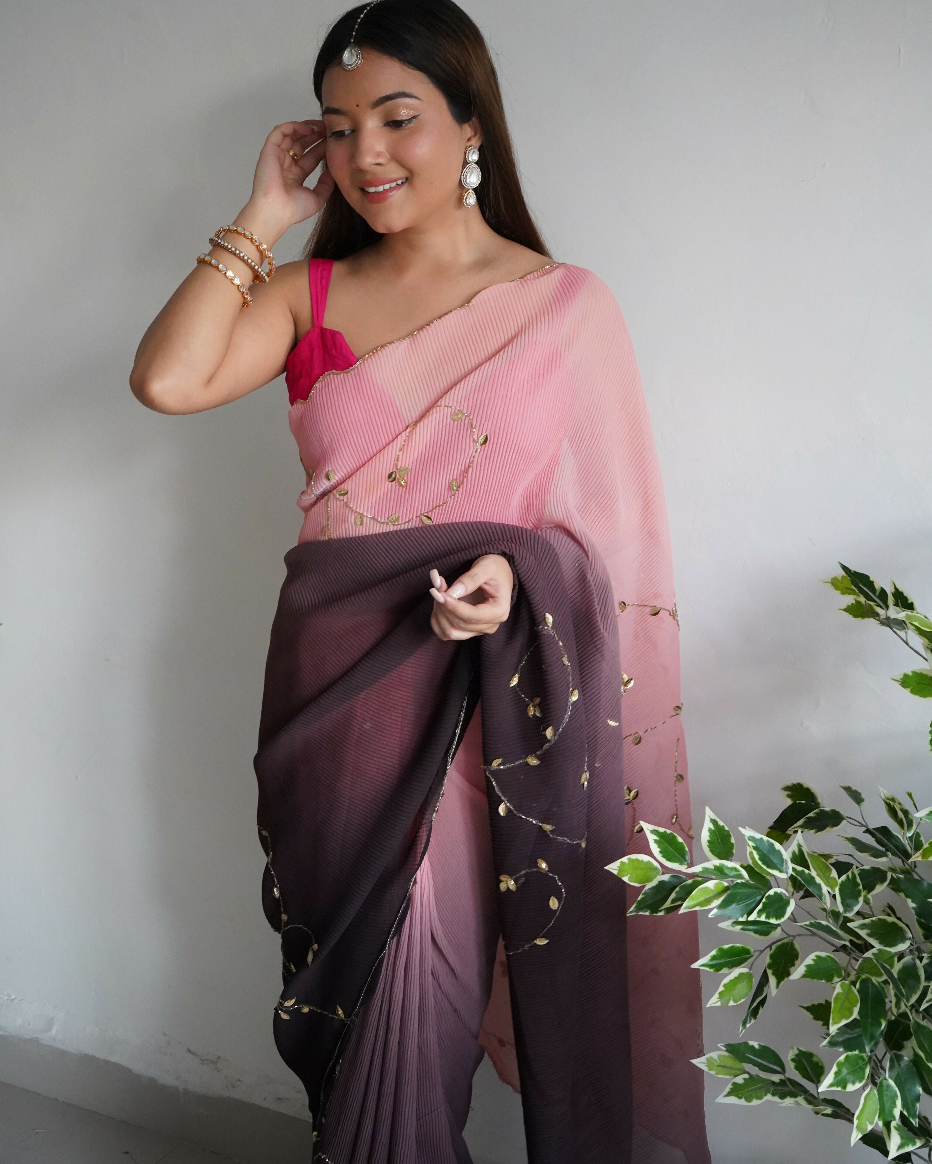 Vamsee Antara Brown Georgette Saree