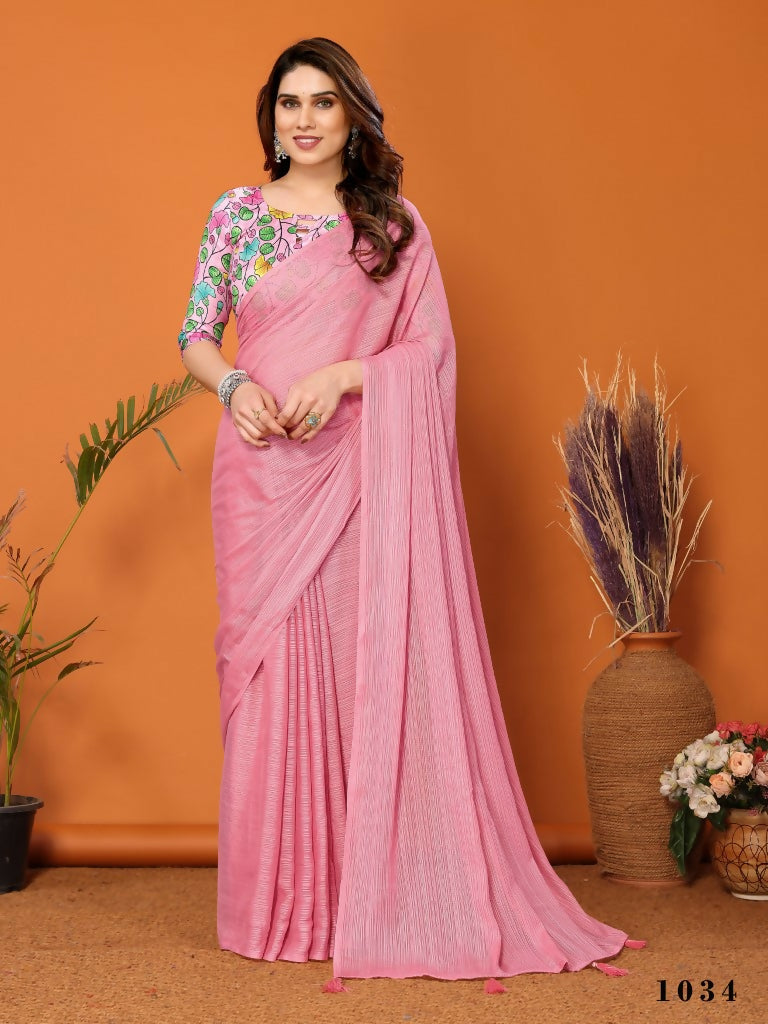 Partywear Designer Rose Polyester Zari Fancy Saree - Starwalk