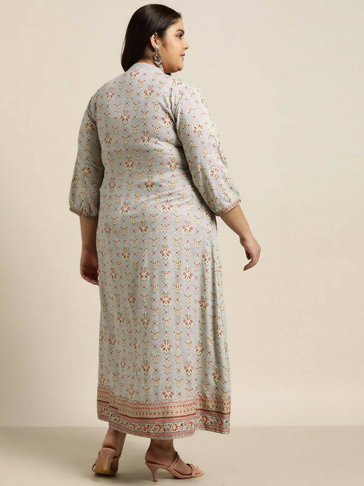 Juniper Women`s Grey Rayon Fusion Wear Printed A-line Dress