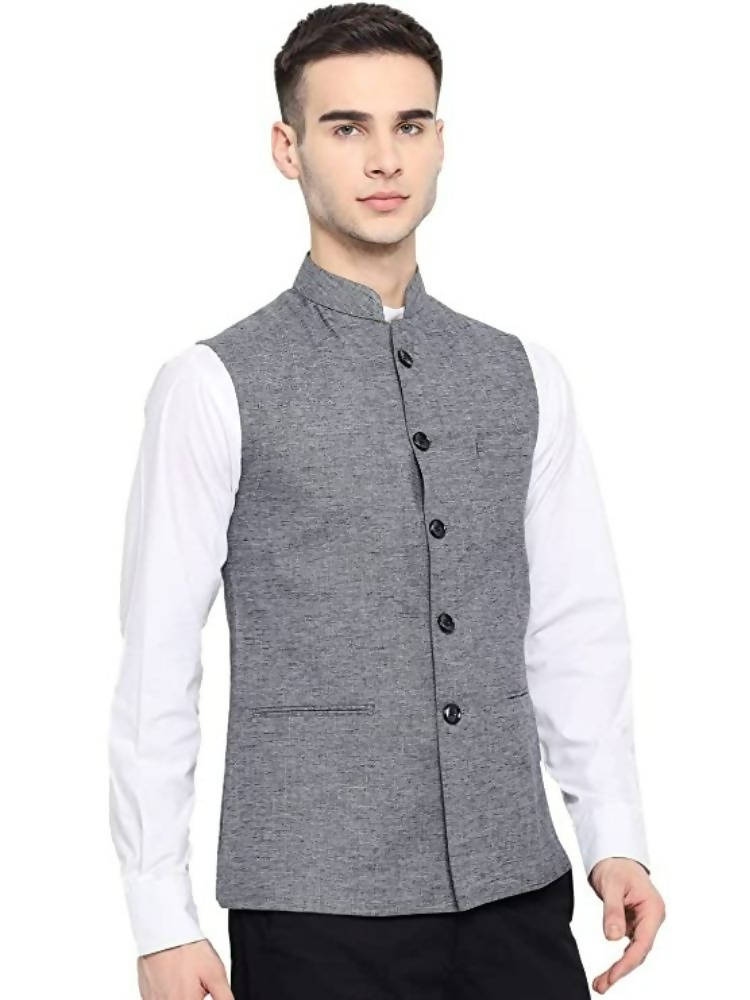 Vastraa Fusion Men's Assorted Dots Blended Festive Nehru Jacket
