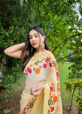 Vamsee Jimmy Yellow Georgette Saree