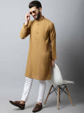 Even Apparels Brown Color Pure Cotton Men's Kurta With Band Collar (SLD1177)