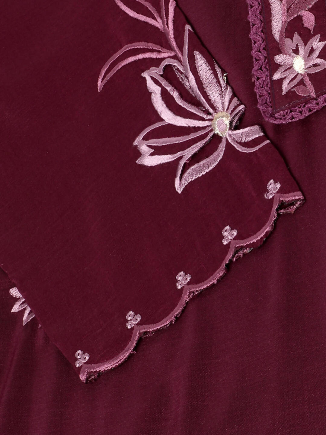 Purple Chinon Silk Embroidered Straight Kurta with Trouser & Dupatta - Salimar