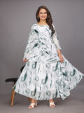 Dishitha Creation Women Floral Printed Designer Gown - Green