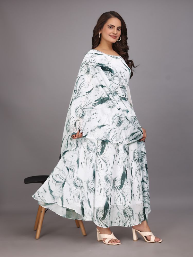 Dishitha Creation Women Floral Printed Designer Gown - Green