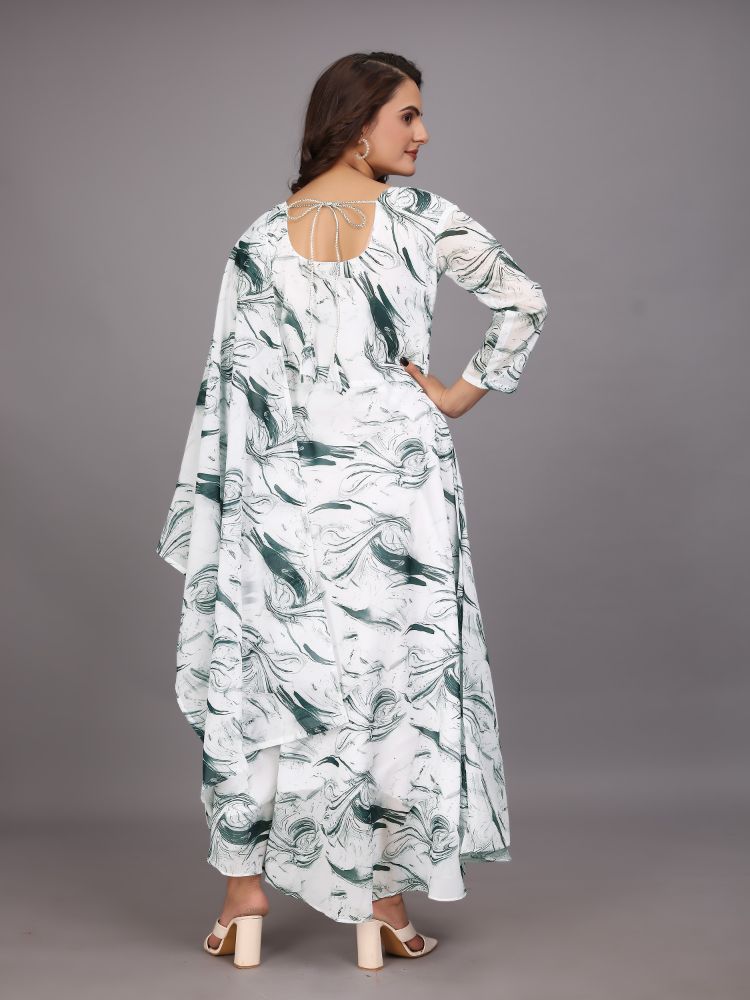 Dishitha Creation Women Floral Printed Designer Gown - Green